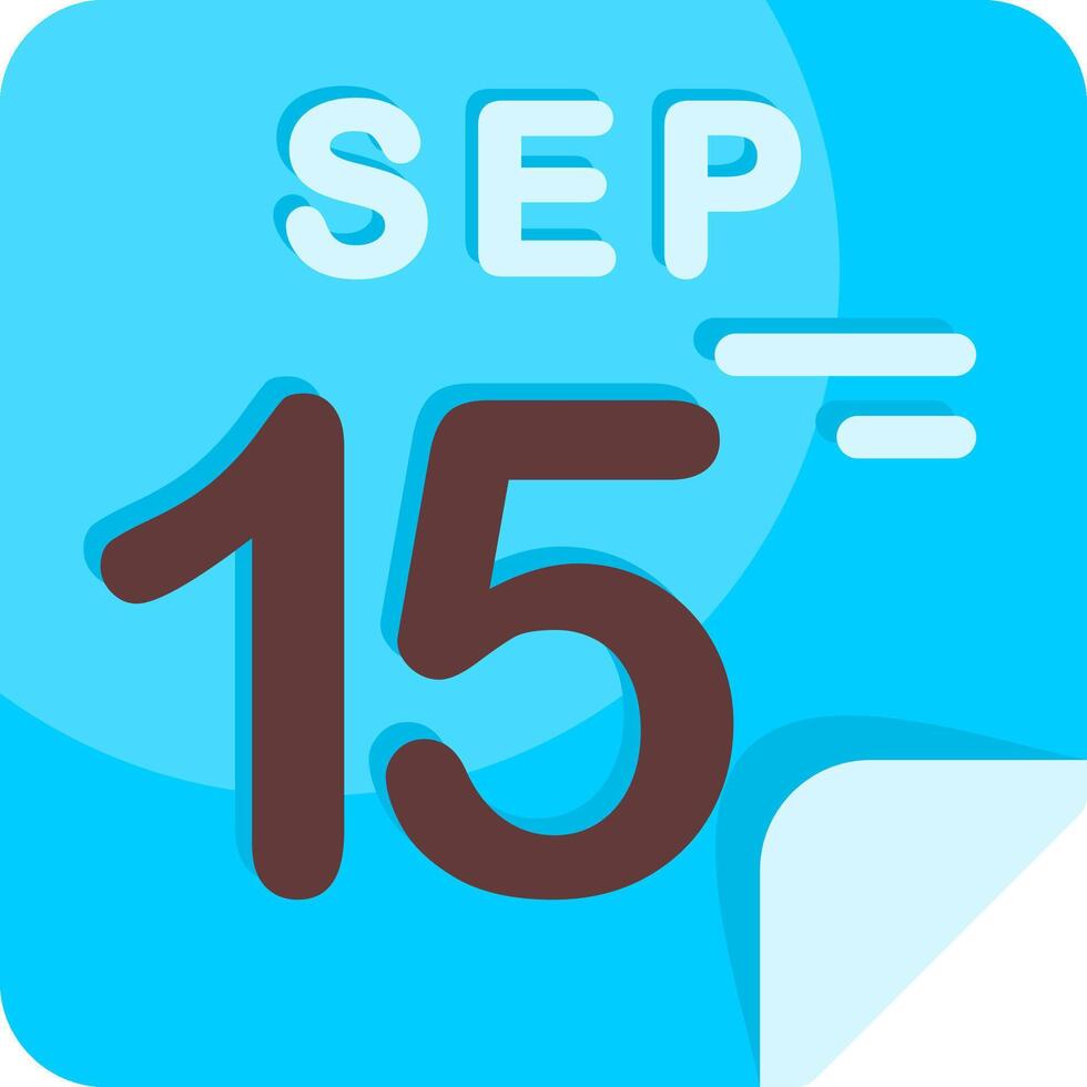 15 September Calendar Flat Icon vector