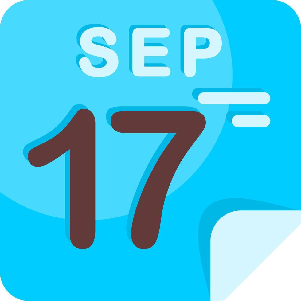 17 September Calendar Flat Icon vector