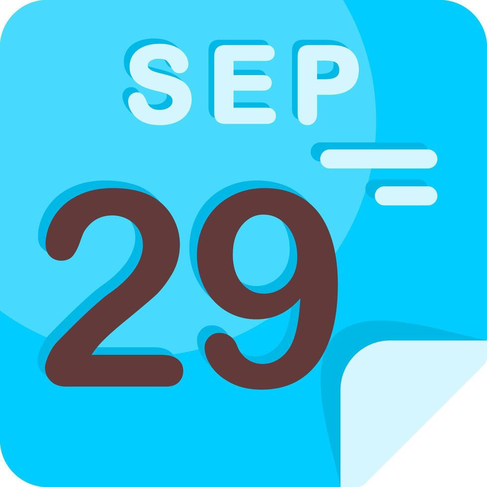 29 September Calendar Flat Icon vector