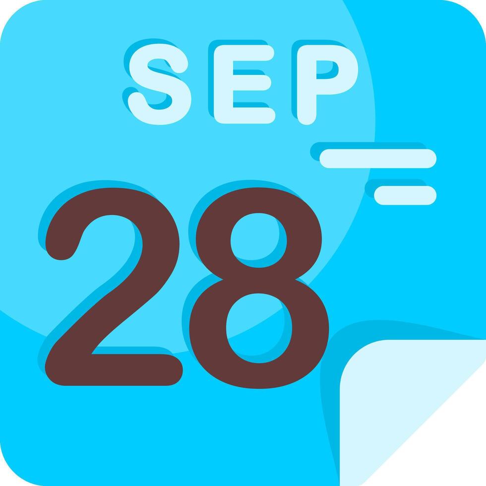 28 September Calendar Flat Icon vector