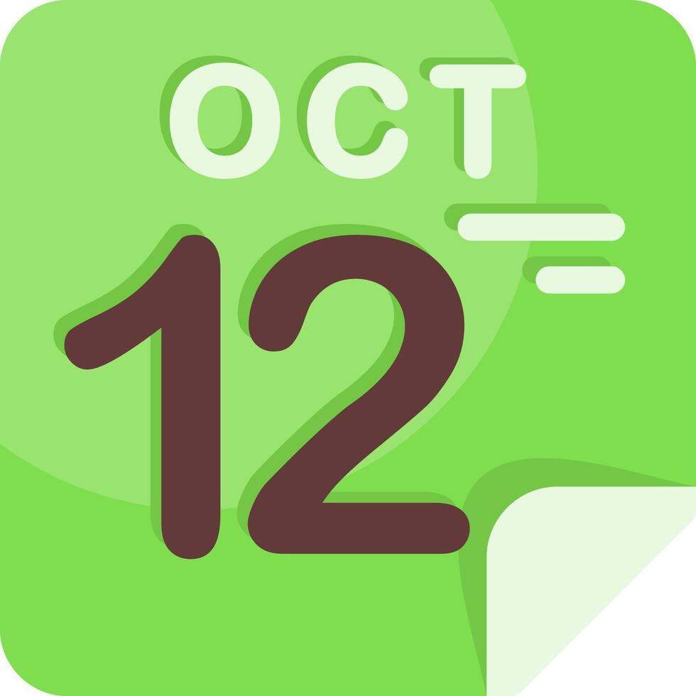 12 October Calendar Flat Icon vector