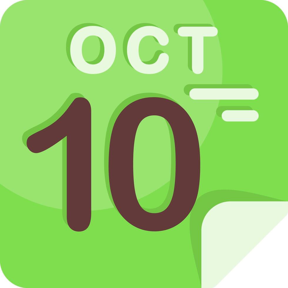 10 October Calendar Flat Icon vector