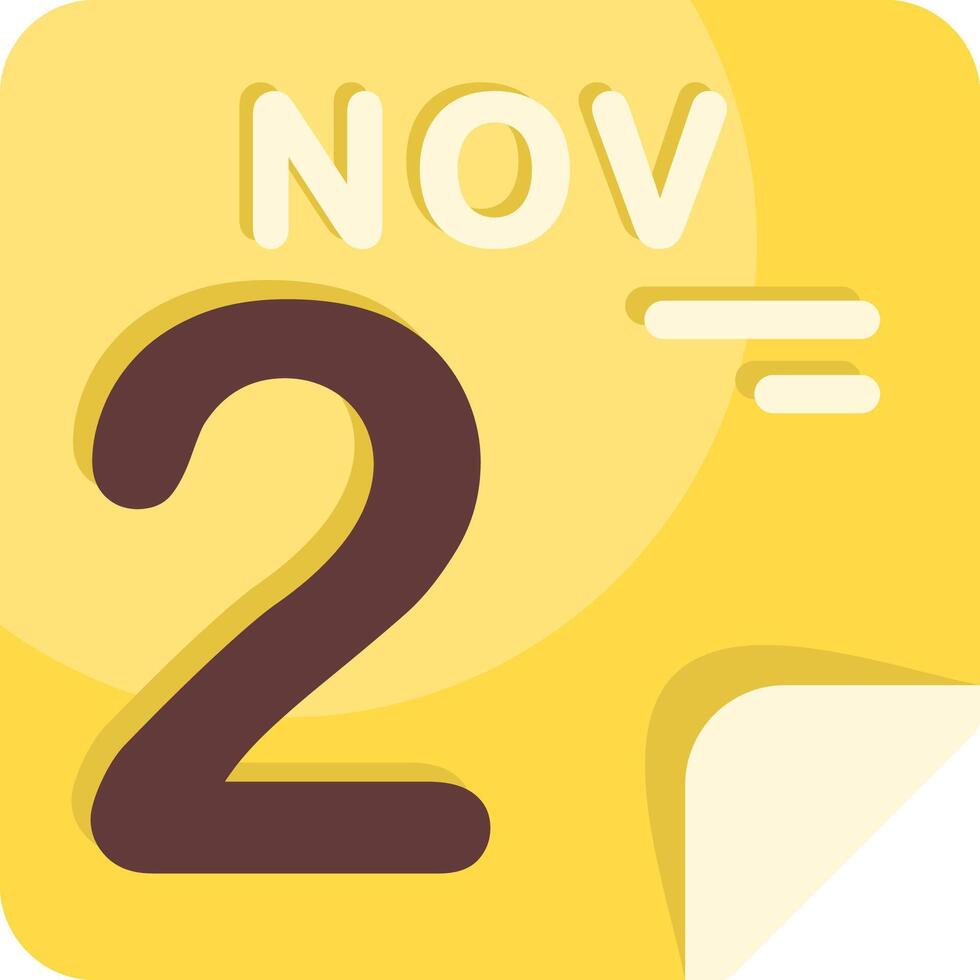 2 November Calendar Flat Icon vector