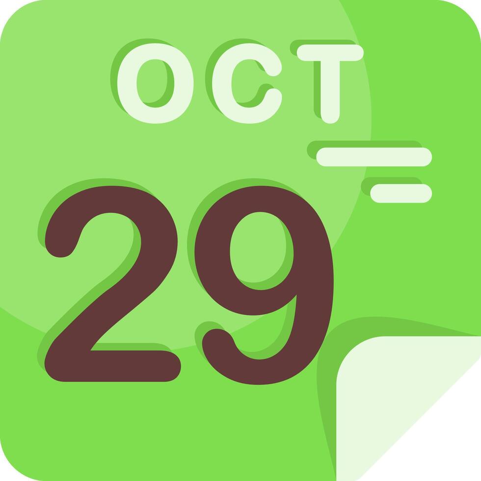 29 October Calendar Flat Icon vector