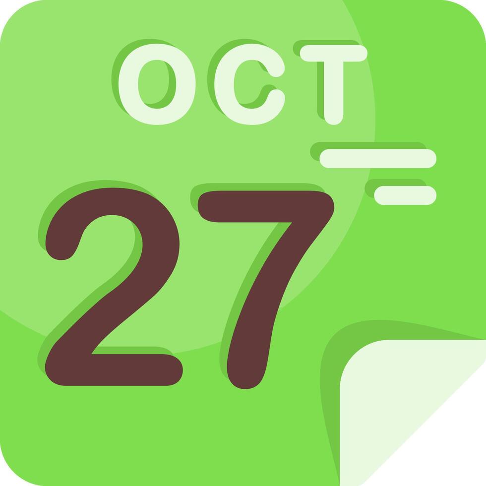 27 October Calendar Flat Icon vector