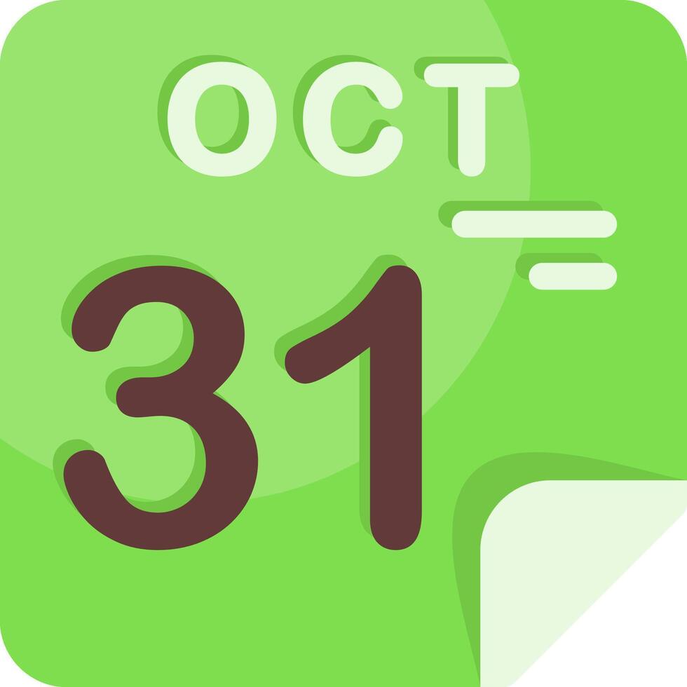 31 October Calendar Flat Icon vector
