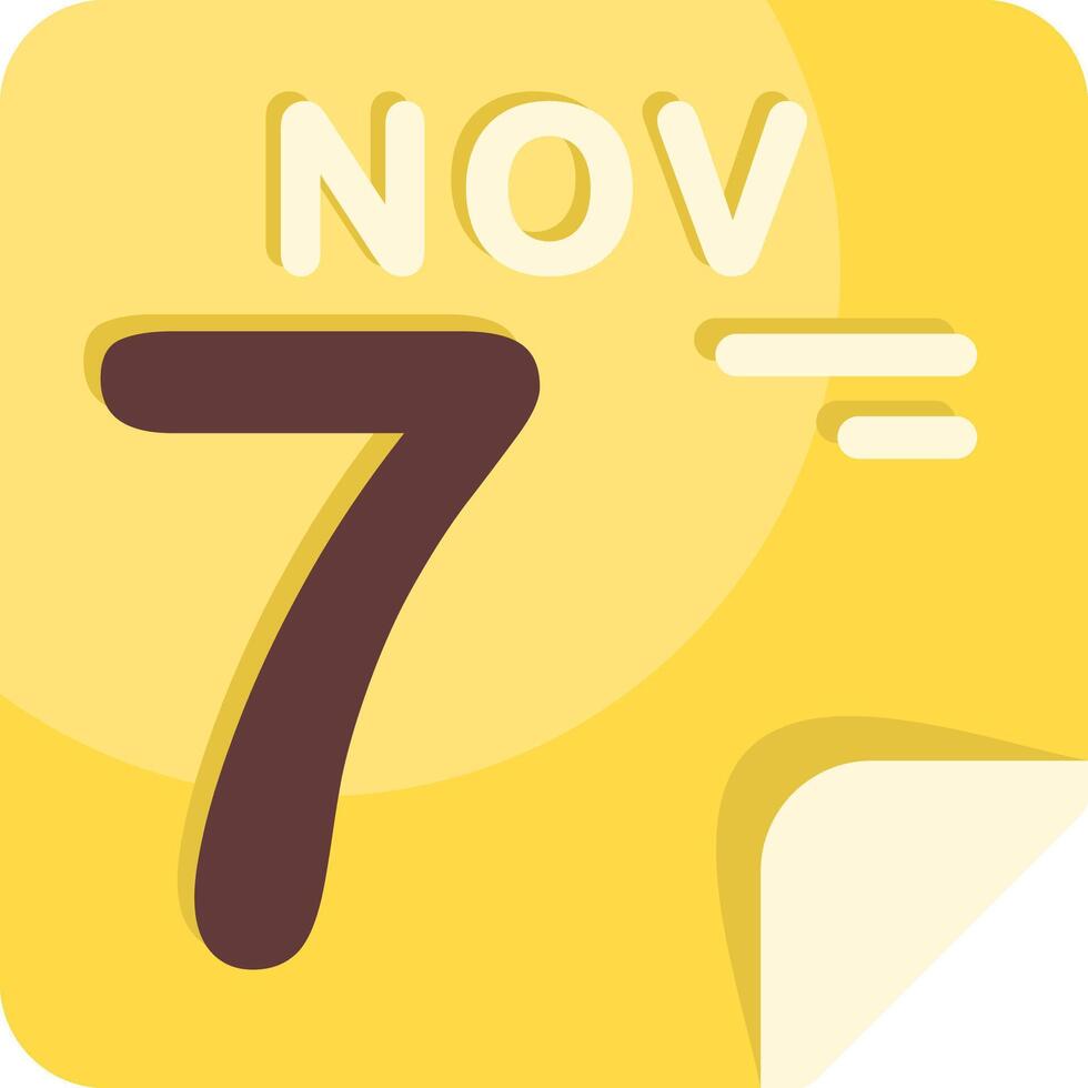7 November Calendar Flat Icon vector