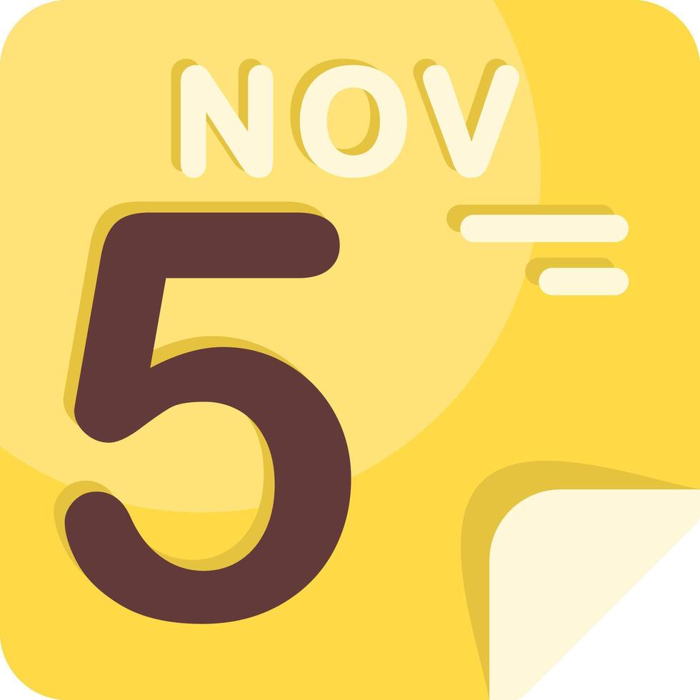 5 November Calendar Flat Icon vector
