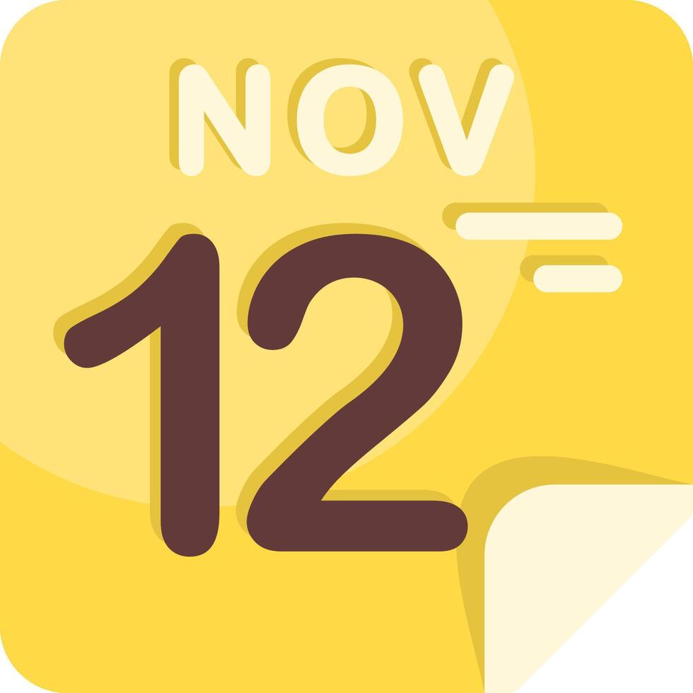 12 November Calendar Flat Icon vector