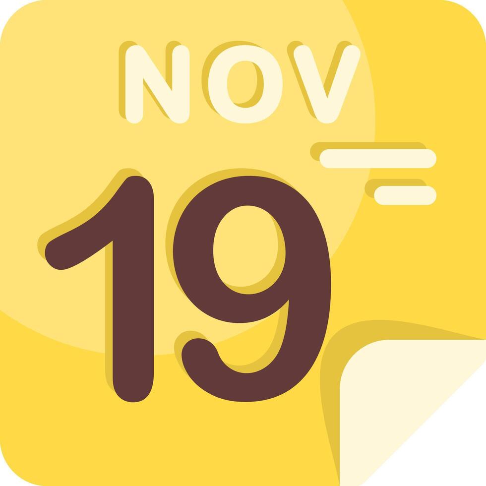 19 November Calendar Flat Icon vector