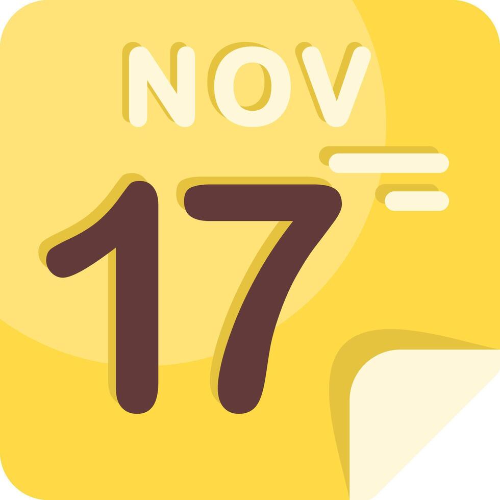17 November Calendar Flat Icon vector