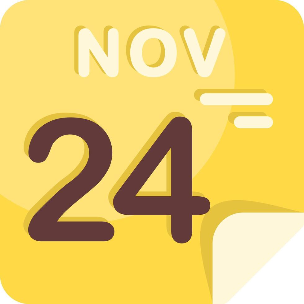 24 November Calendar Flat Icon vector