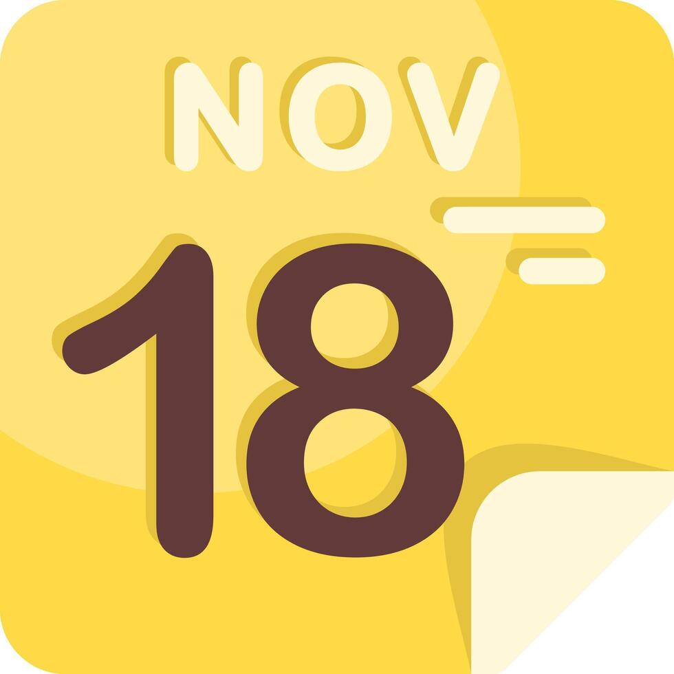 18 November Calendar Flat Icon vector