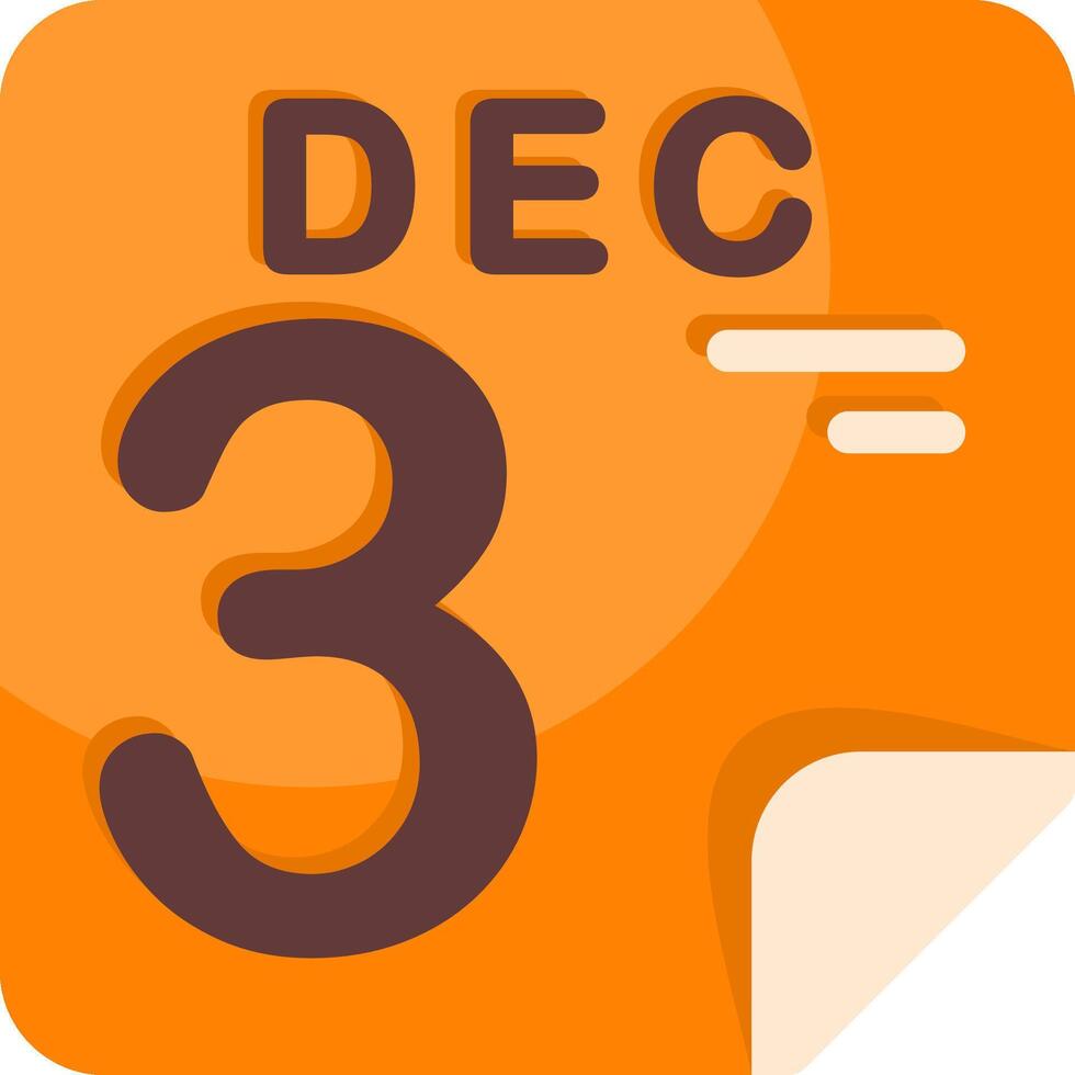 3 December Calendar Flat Icon vector