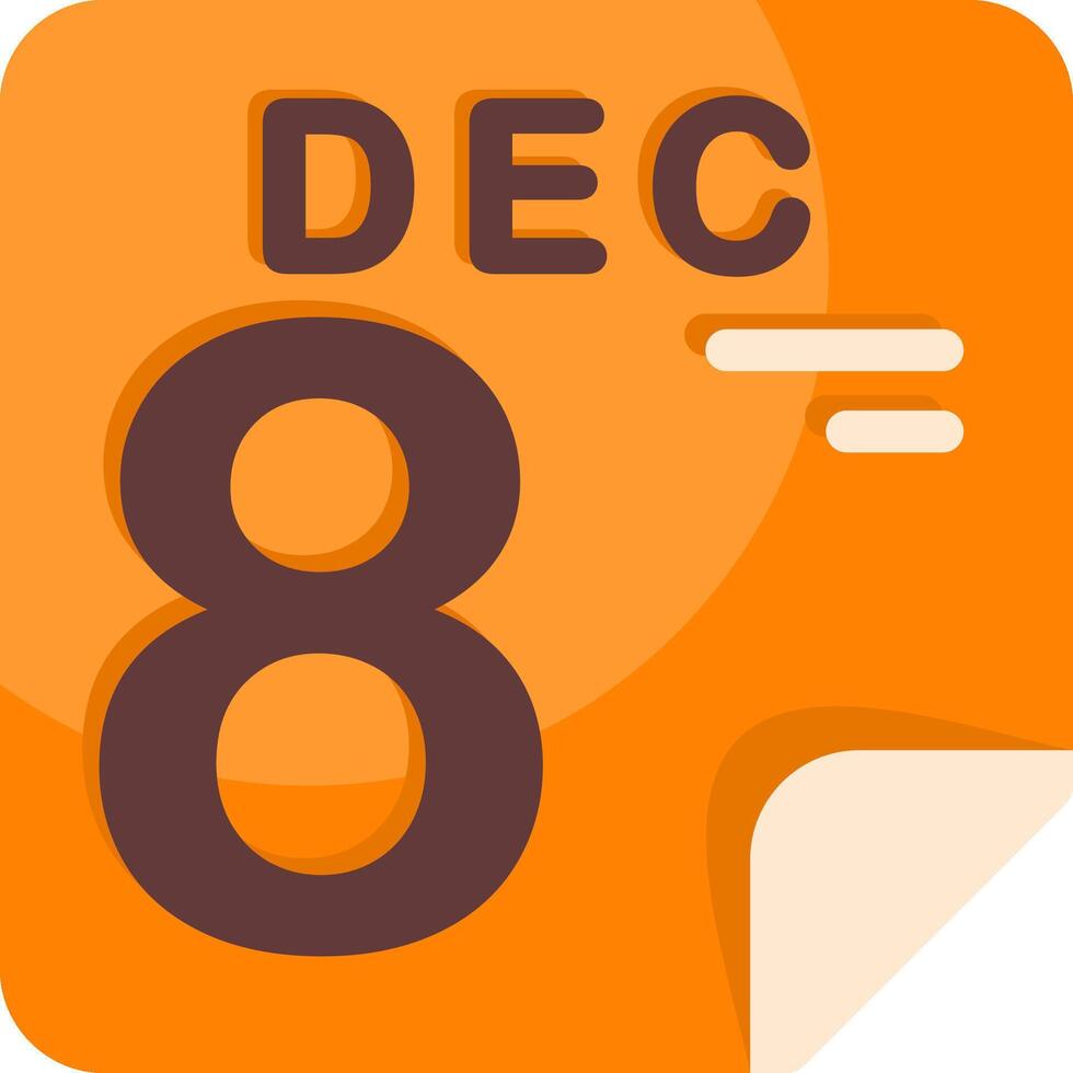 8 December Calendar Flat Icon vector