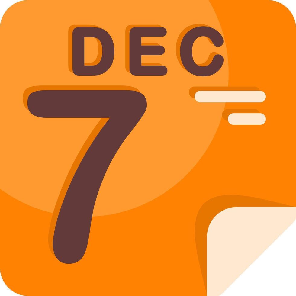 7 December Calendar Flat Icon vector