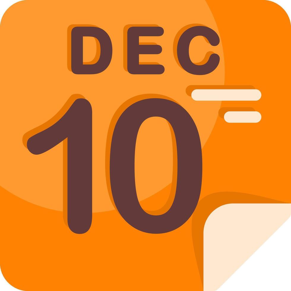 10 December Calendar Flat Icon vector