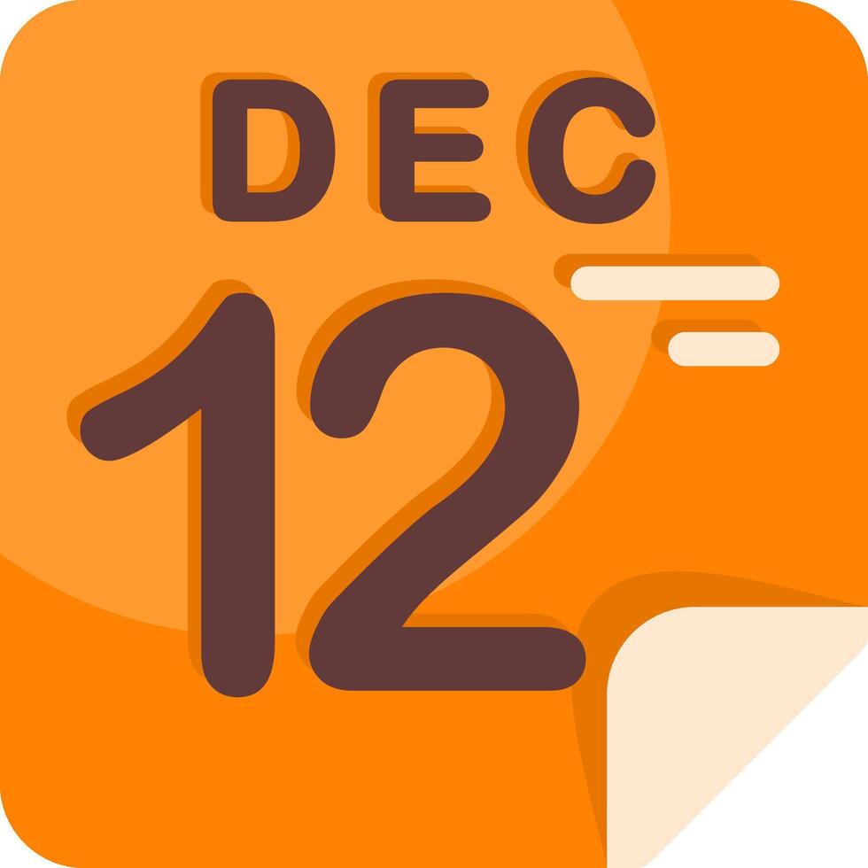 12 December Calendar Flat Icon vector