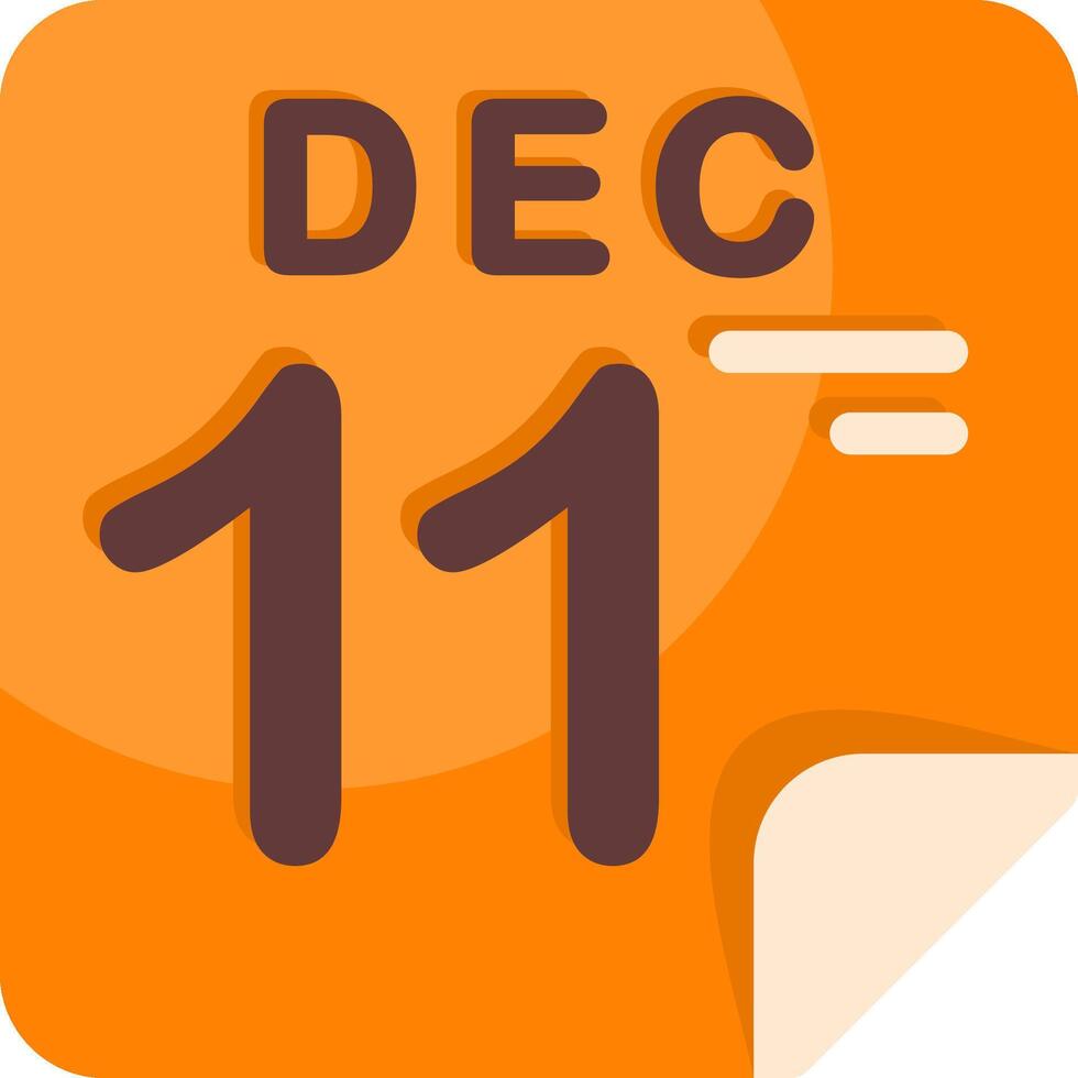 11 December Calendar Flat Icon vector