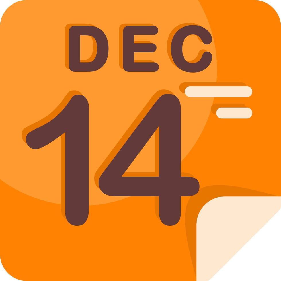 14 December Calendar Flat Icon vector