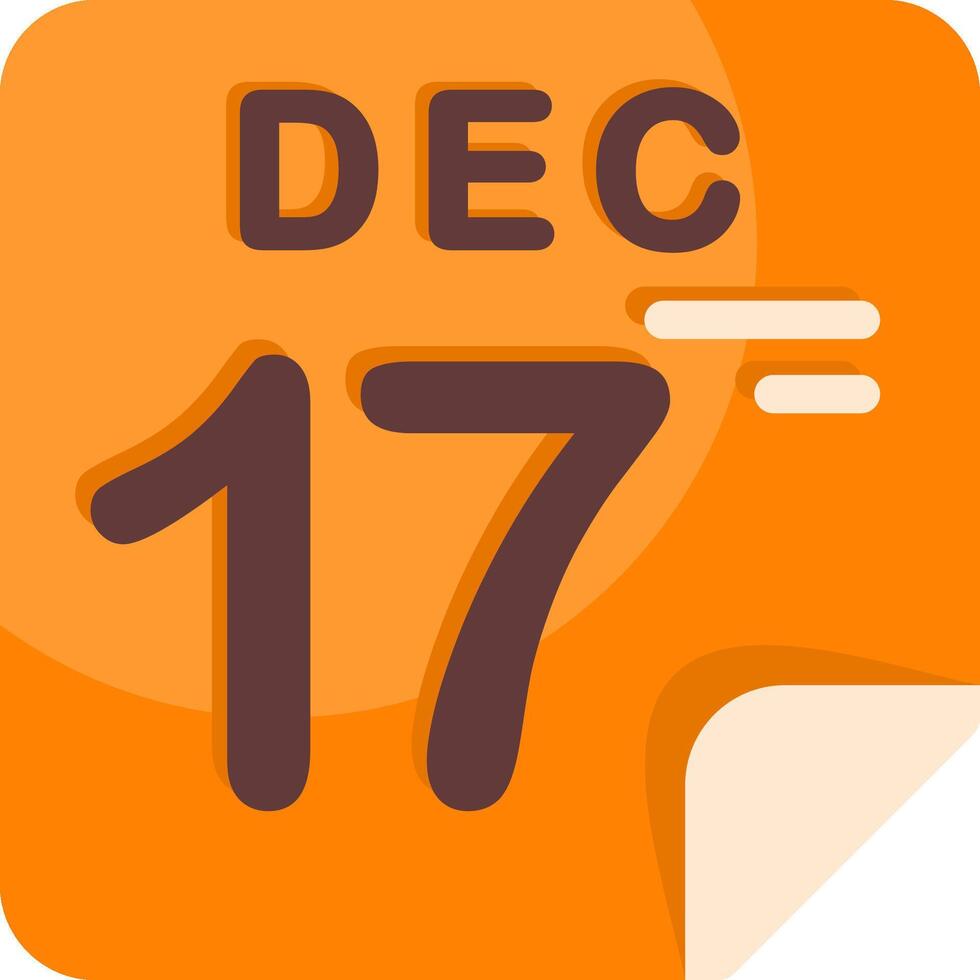 17 December Calendar Flat Icon vector