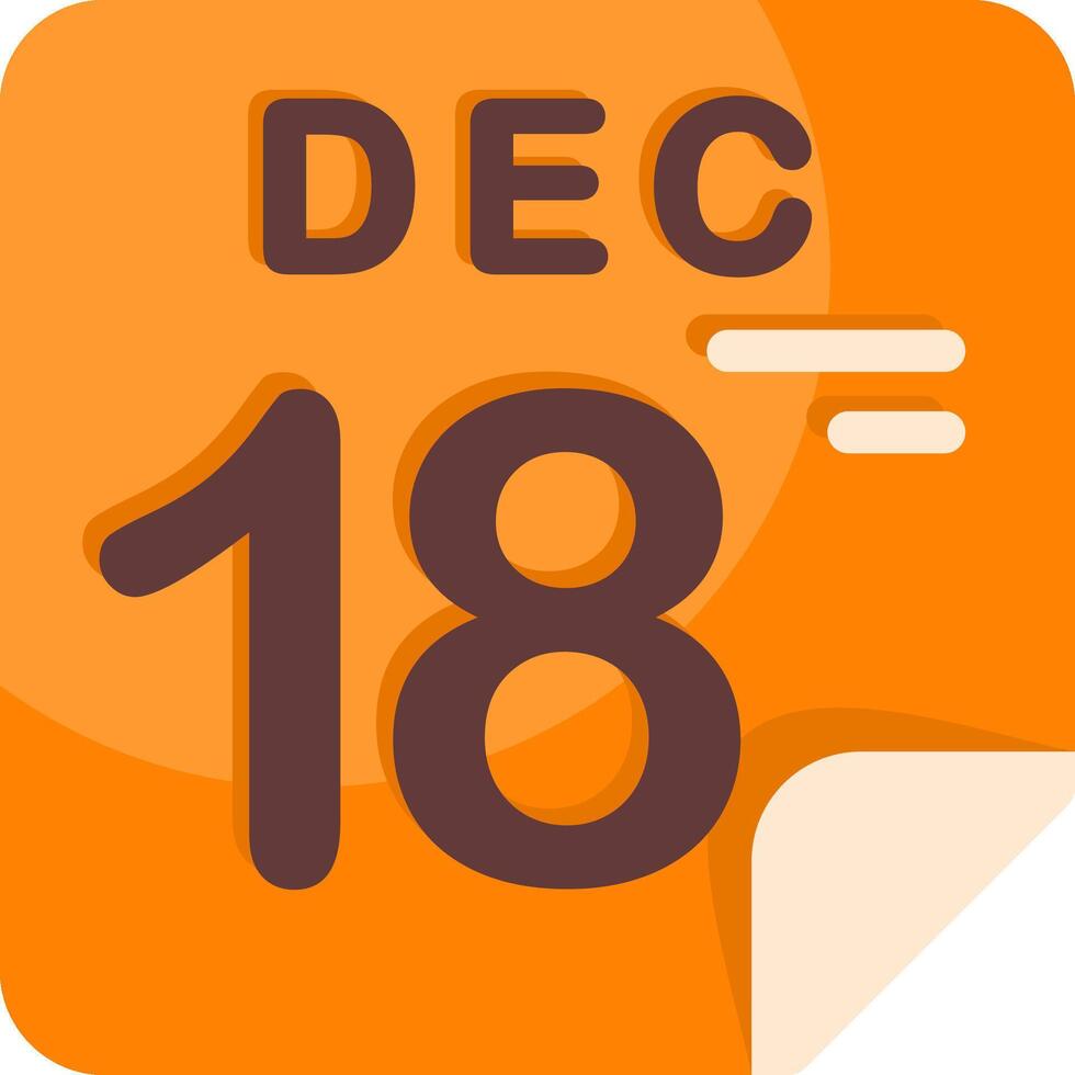 18 December Calendar Flat Icon vector