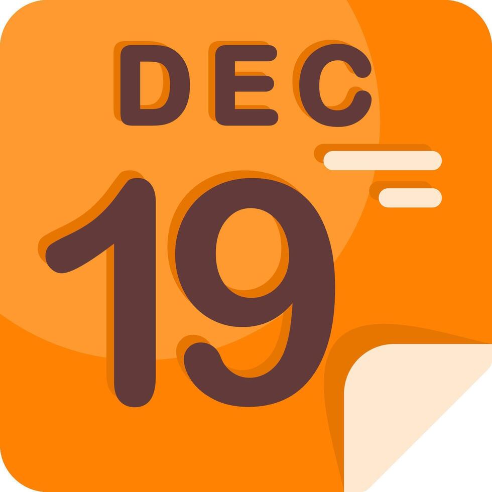 19 December Calendar Flat Icon vector