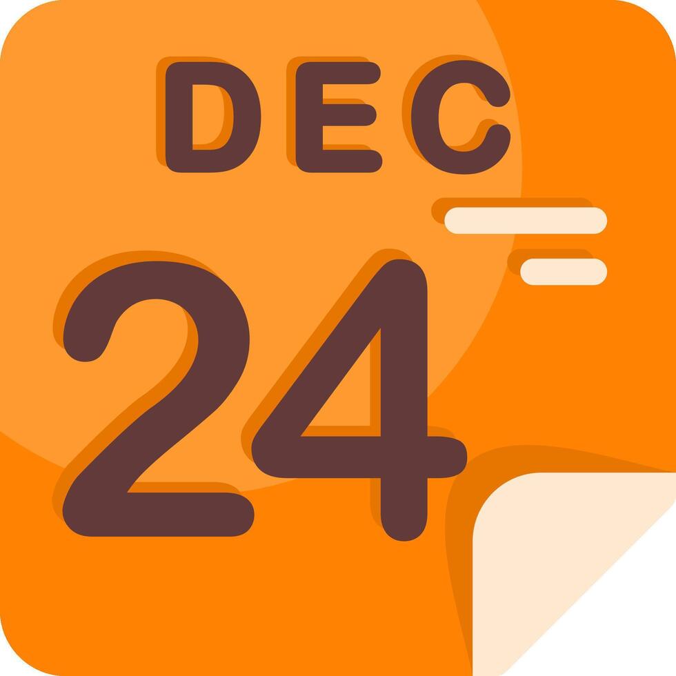 24 December Calendar Flat Icon vector