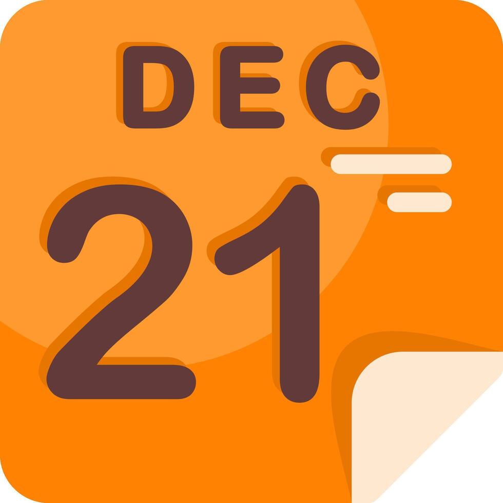 21 December Calendar Flat Icon vector