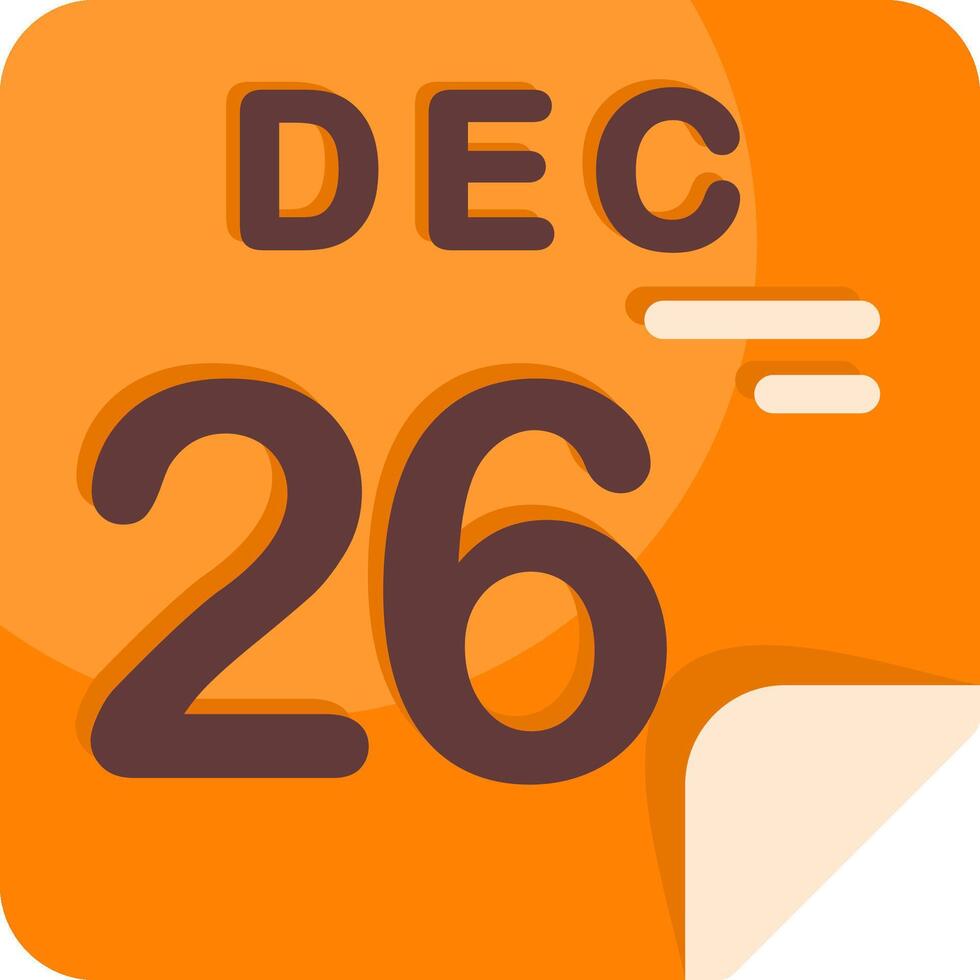 26 December Calendar Flat Icon vector