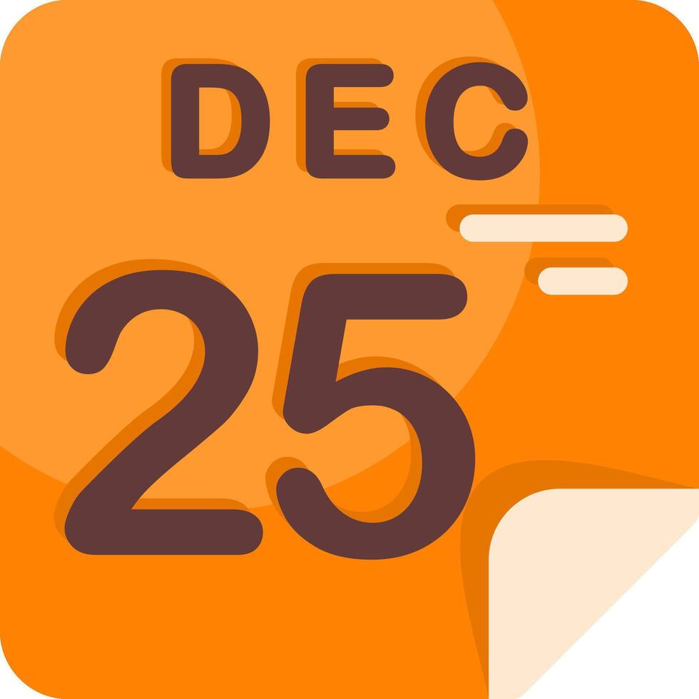 25 December Calendar Flat Icon vector