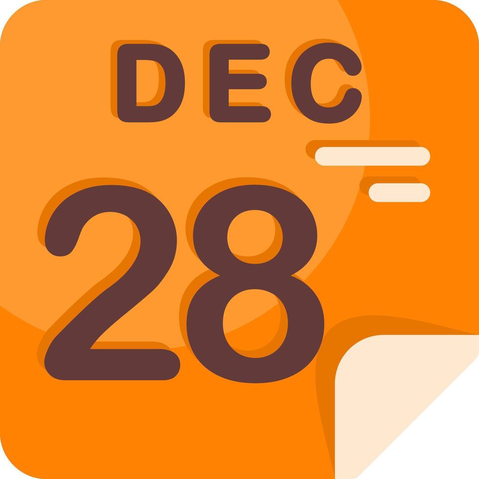28 December Calendar Flat Icon vector