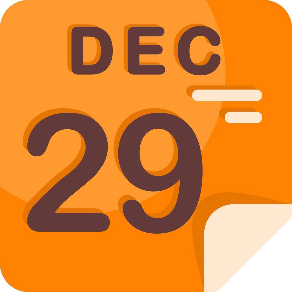 29 December Calendar Flat Icon vector