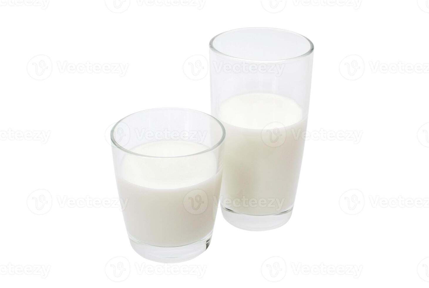 Two glasses with milk on a white background photo