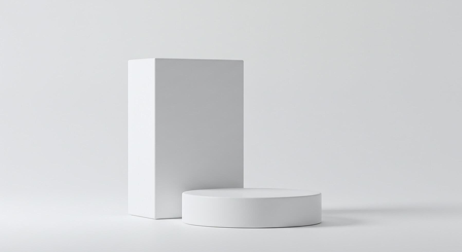 Minimalist white podium and block for product display showcase mockup photo