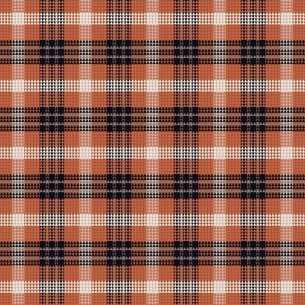A plaid fabric with orange, black and white checkered pattern vector