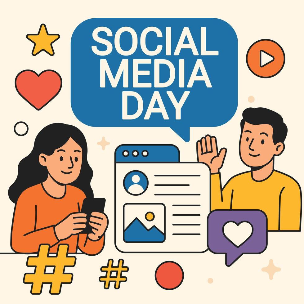 Social media day concept vector