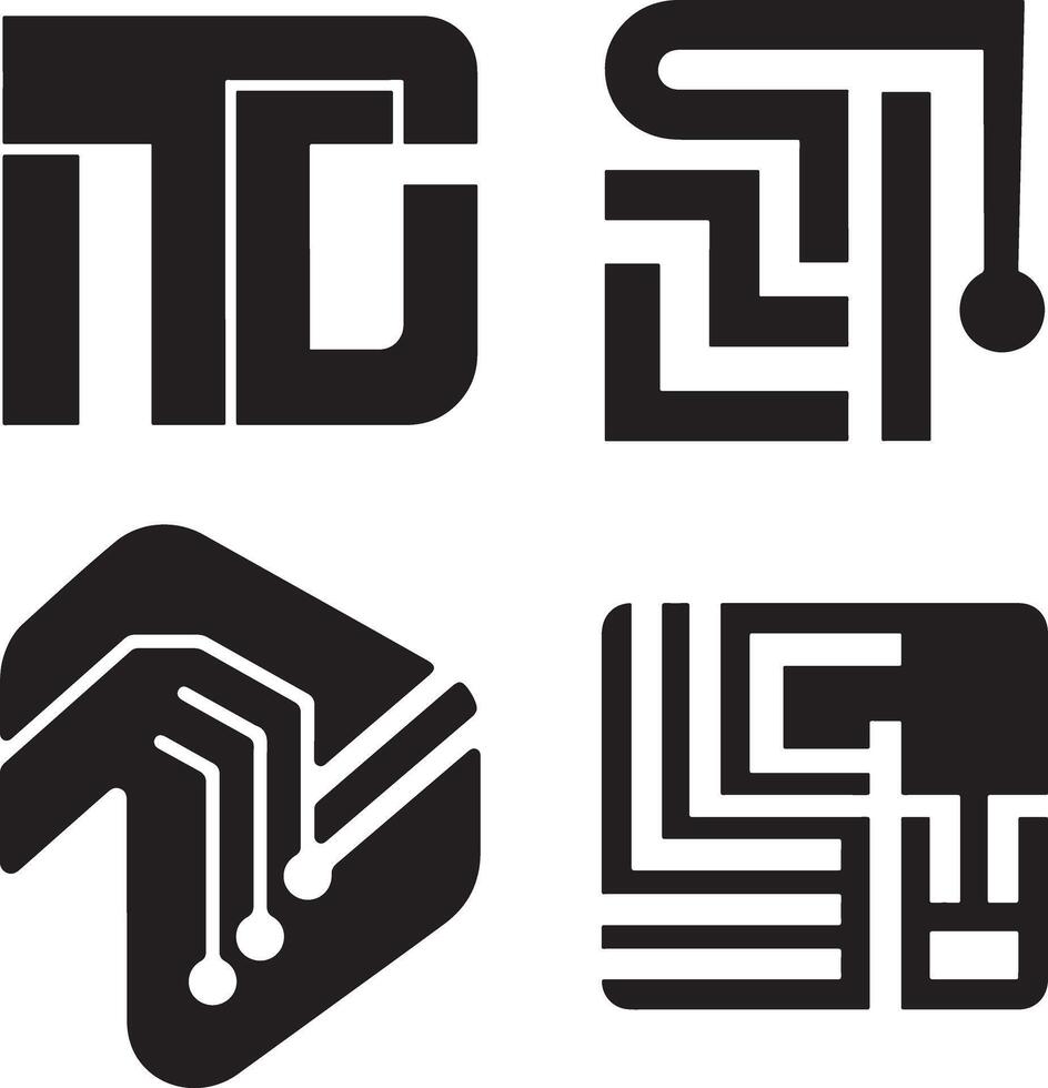 Abstract Technology Logo Icons in a Grid Design vector