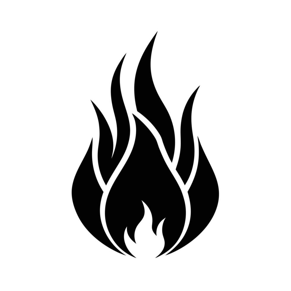 Fire Flame Stencil Icon vector