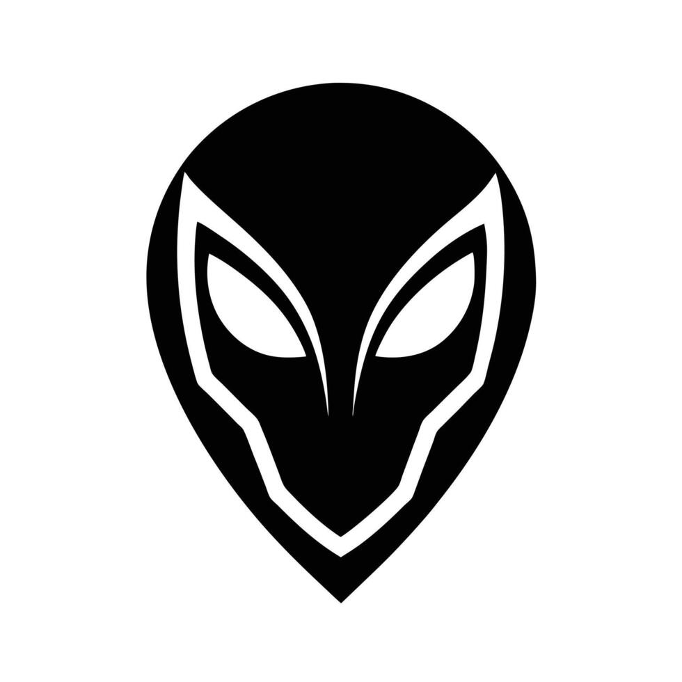Alien Head Stencil Icon vector