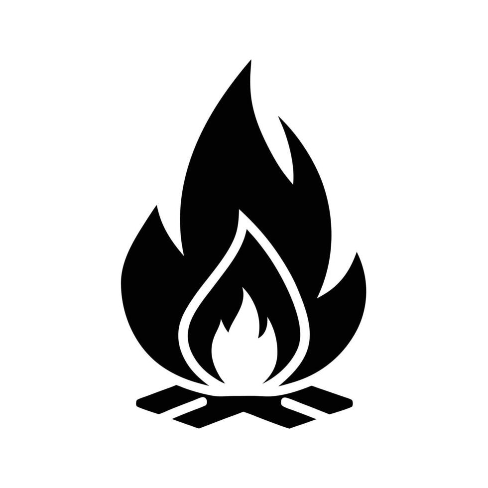 Campfire Flame Stencil Icon vector