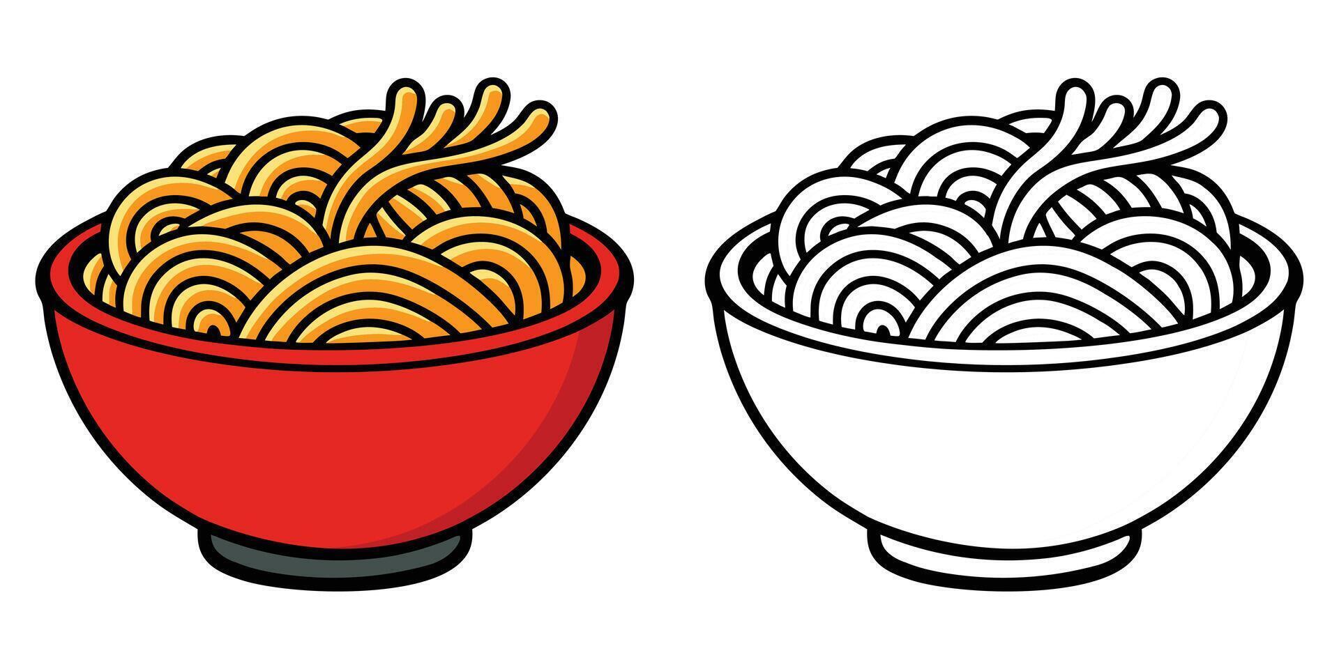 Noodles in bowl illustration vector