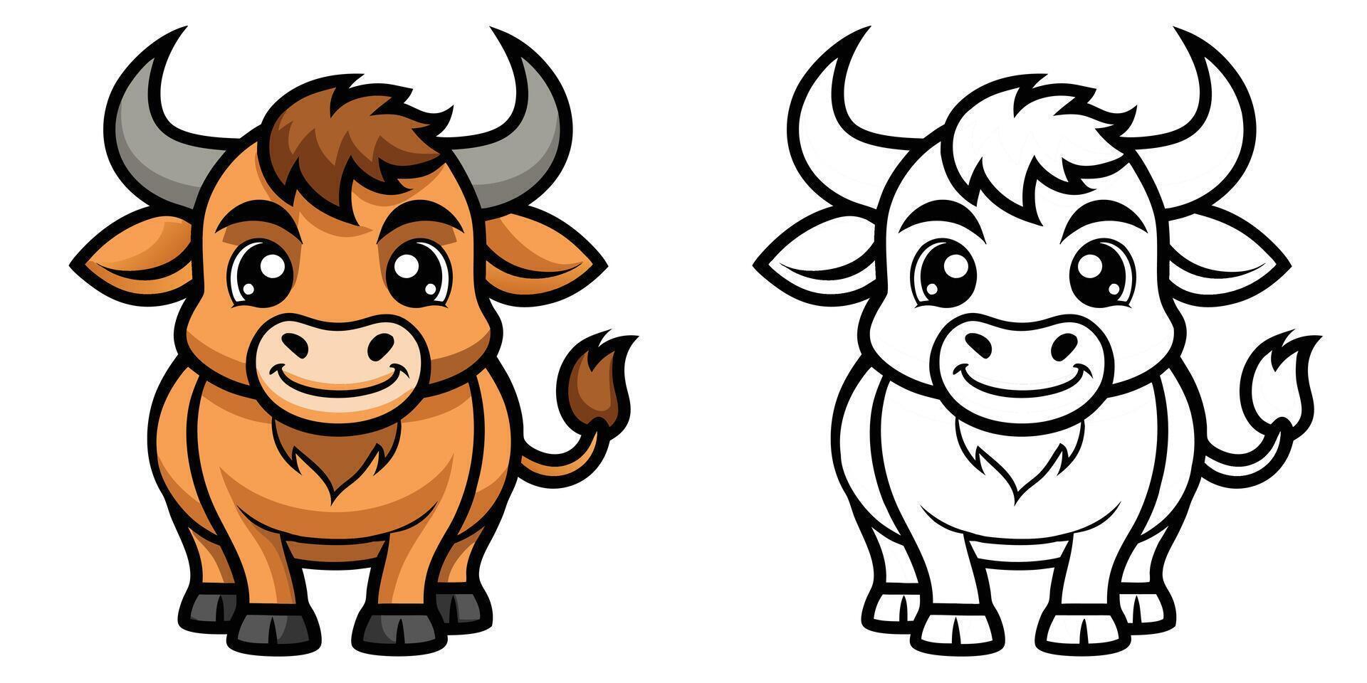 Cartoon cow with horns and horns illustration vector