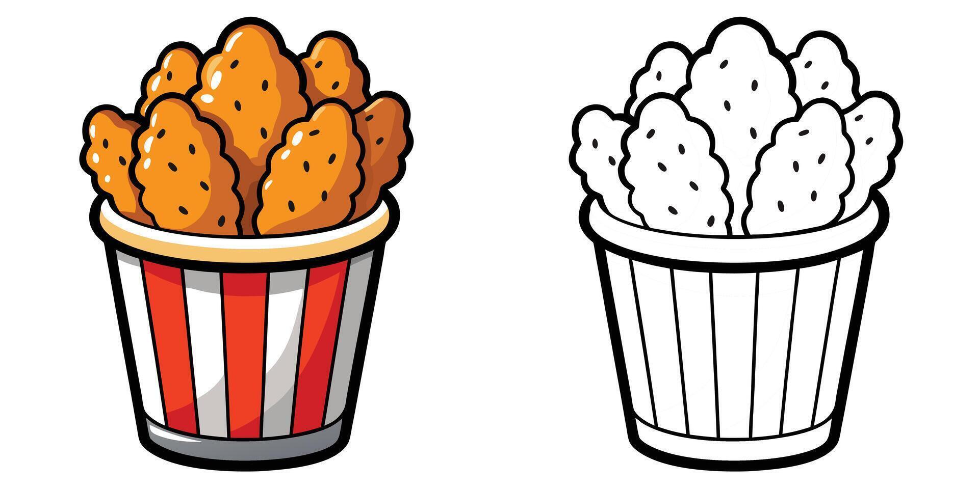 French fries in a cup and a bucket vector