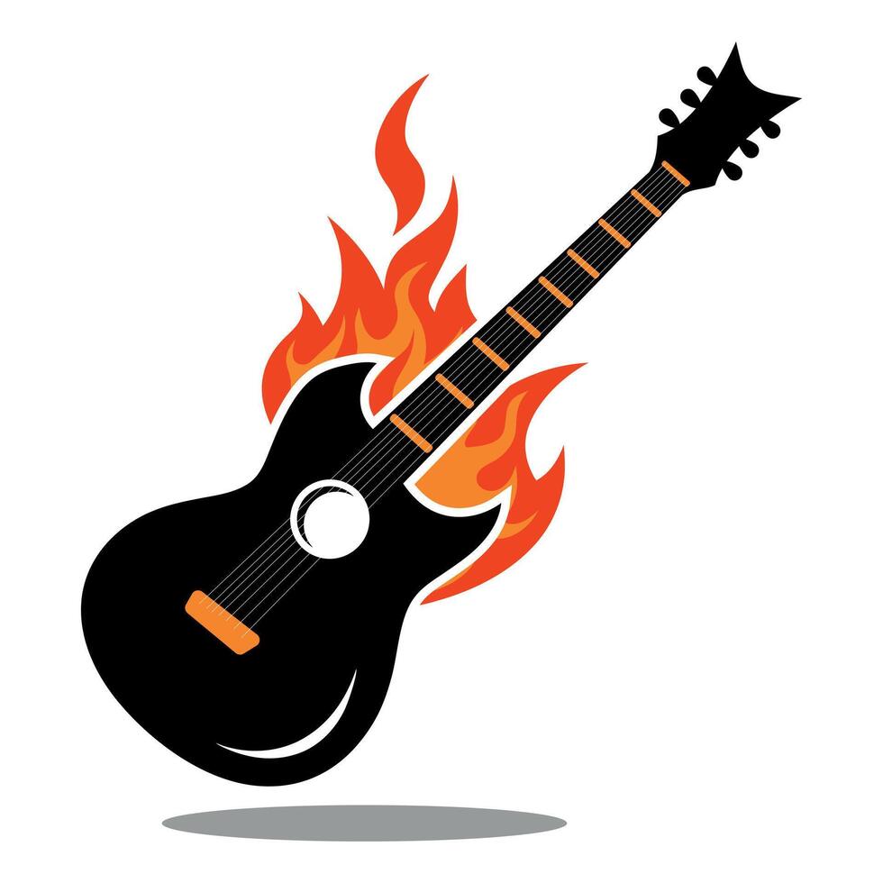 Guitar with fire vector