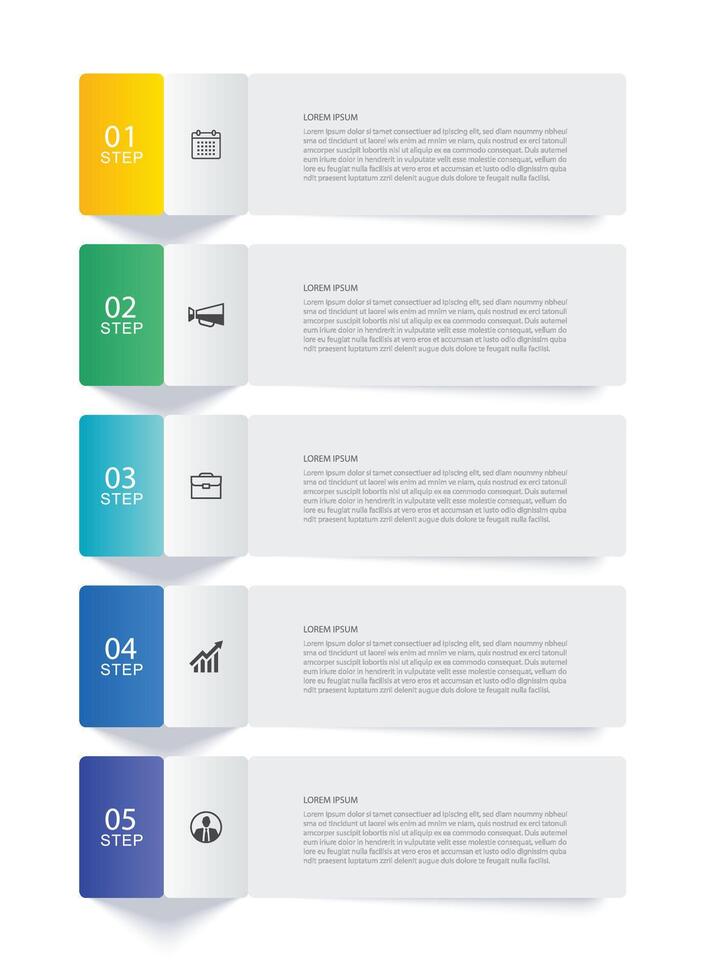infographic 5 data tab paper index template. Illustration abstract background. vector
