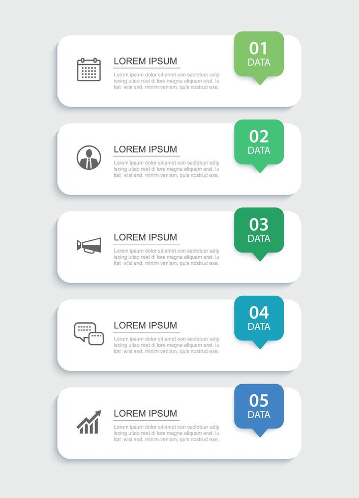 infographics 5 data tab paper index template. Illustration abstract background. vector