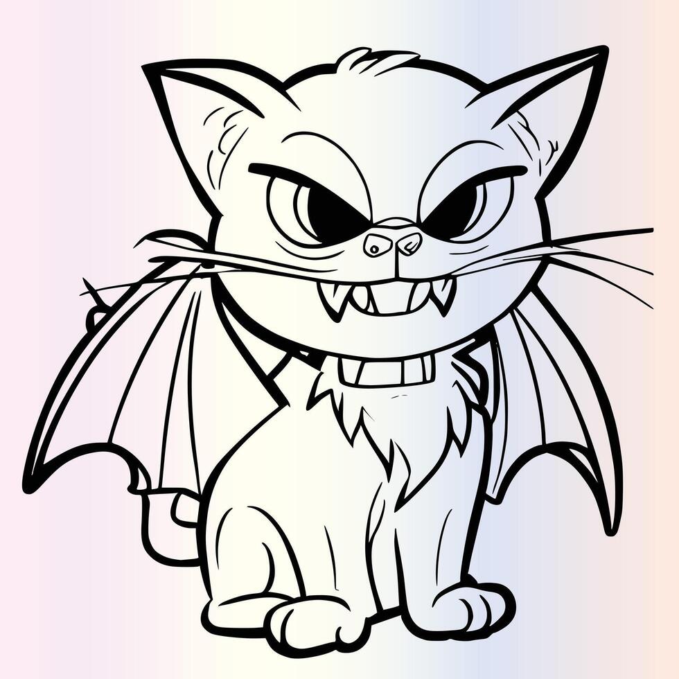 A cartoon cat with wings and fangs vector