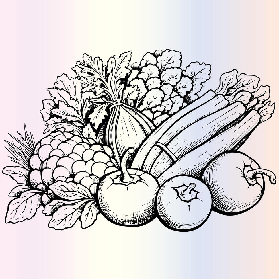 Vegetables sketch illustration vector