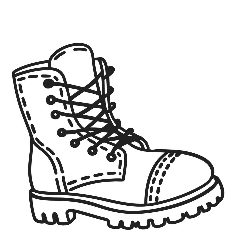 Illustration of a lace up hiking boot durable footwear design, adventure and outdoor gear vector